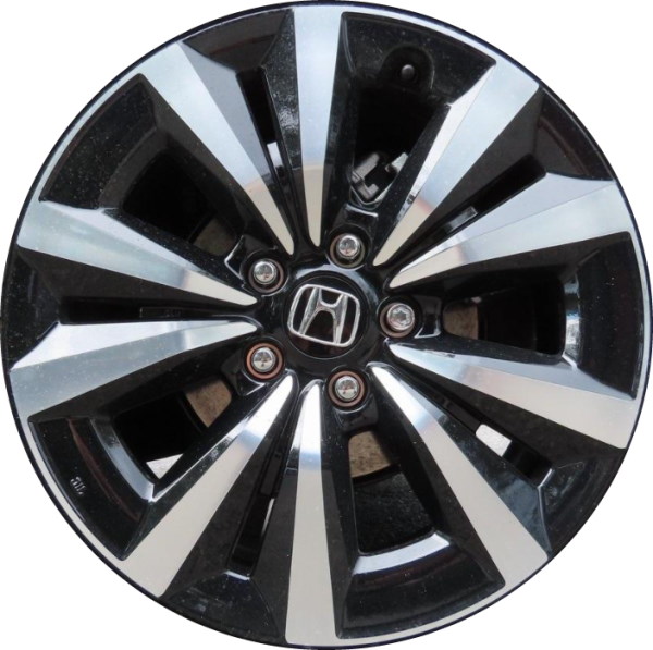 Honda Civic 2022-2024 black machined 17x7 aluminum wheels or rims. Hollander part number 10395, OEM part number 42700T20A92.