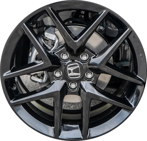 Honda Civic 2022-2024 powder coat black 18x8 aluminum wheels or rims. Hollander part number 10393b, OEM part number 42700-T20-A71, 42700T20A72.