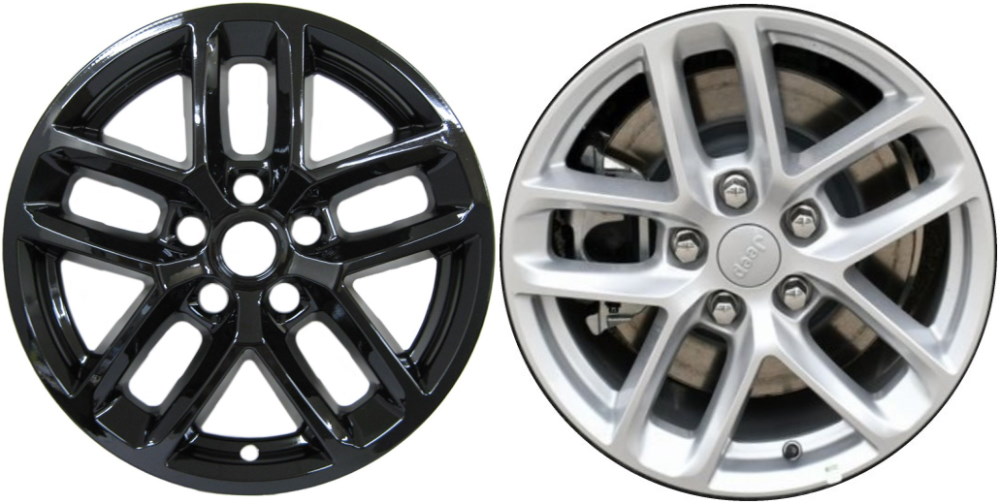 Jeep Grand Cherokee 2022-2024, Jeep Grand Cherokee L 2021-2024 Black Painted, 10 Spoke, Plastic Hubcaps, Wheel Covers, Wheel Skins, Imposters. Fits 18 Inch Alloy Wheel Pictured to Right. Part Number IMP-8021GB.