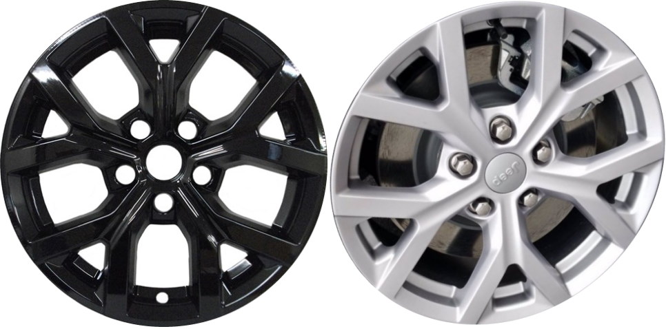 Jeep Grand Cherokee 2022-2024, Jeep Grand Cherokee L 2021-2024 Black Painted, 5 Y-Spoke, Plastic Hubcaps, Wheel Covers, Wheel Skins, Imposters. Fits 18 Inch Alloy Wheel Pictured to Right. Part Number IMP-8922GB.