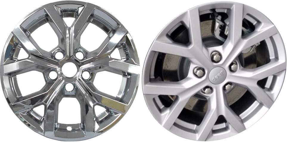 Jeep Grand Cherokee 2022-2024, Jeep Grand Cherokee L 2021-2024 Chrome, 5 Y-Spoke, Plastic Hubcaps, Wheel Covers, Wheel Skins, Imposters. Fits 18 Inch Alloy Wheel Pictured to Right. Part Number IMP-8922PC.