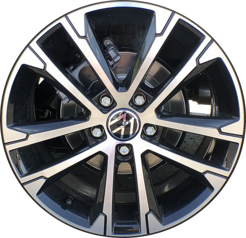 Volkswagen Jetta 2022-2024 black machined 17x7 aluminum wheels or rims. Hollander part number ALY69659, OEM part number 5G0601025AKFZZ.