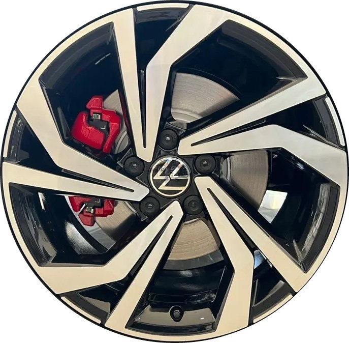 Volkswagen Jetta 2022-2024 black machined 18x7.5 aluminum wheels or rims. Hollander part number ALY69650, OEM part number 5GM601025AHFZZ.