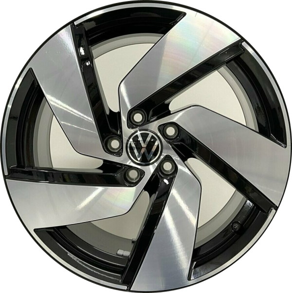 Volkswagen Golf 2022-2024 black machined 18x7.5 aluminum wheels or rims. Hollander part number ALY69639, OEM part number 5H0601025HFZZ.