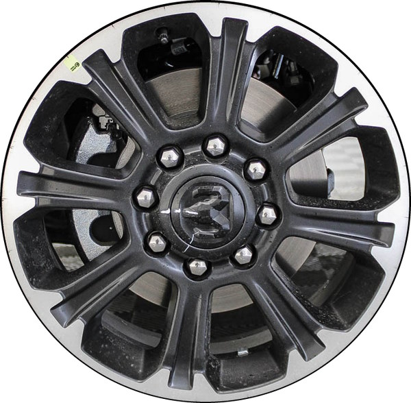 Dodge Ram 2500 Rebel 2023-2024 black machined 20x8 aluminum wheels or rims. Hollander part number 95578, OEM part number Not Yet Known.