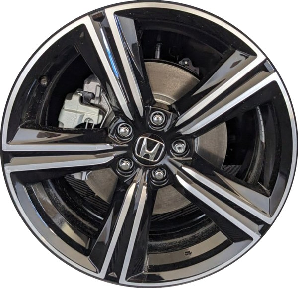 Honda Accord 2023-2024 black machined 19x8.5 aluminum wheels or rims. Hollander part number ALY60307A, OEM part number 42800-30B-AE0.