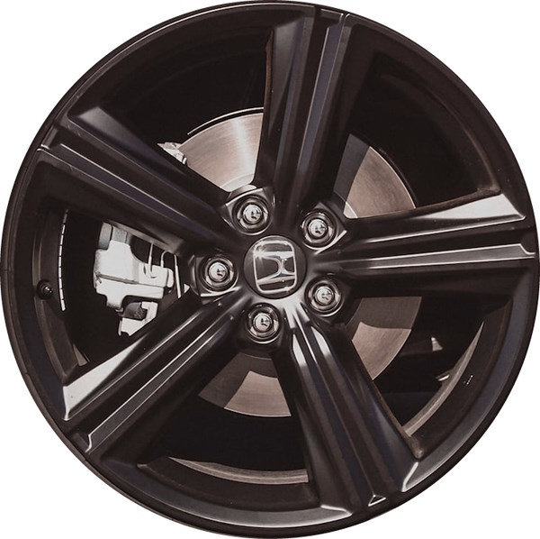 Honda Accord 2023-2024 powder coat black 19x8.5 aluminum wheels or rims. Hollander part number ALY60307B, OEM part number 42800-30B-AF0.