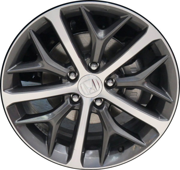 Honda Civic 2022-2024 Grey machined 18x8 aluminum wheels or rims. Hollander part number 10398, OEM part number 42700-T20-A42.