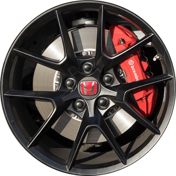 Honda Civic 2023 powder coat black 19x9.5 aluminum wheels or rims. Hollander part number ALY60322, OEM part number 42700T60A92.