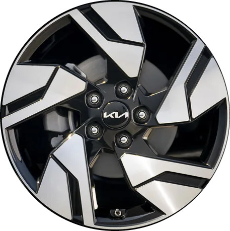 KIA SOUL 2023-2024 black machined 18x7.5 aluminum wheels or rims. Hollander part number ALY70776, OEM part number 52910-K0700.
