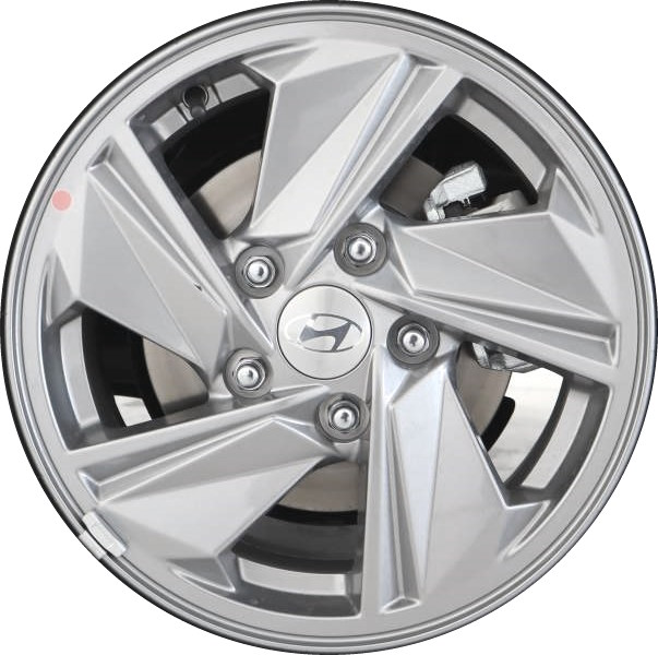 Hyundai Elantra 2024 powder coat silver 15x6 aluminum wheels or rims. Hollander part number ALYELAN1524, OEM part number Not Yet Known.