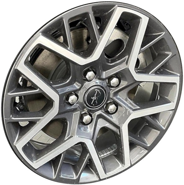 Jeep Wrangler 2024, grey machined 18x7.5 aluminum wheels or rims. Hollander part number ALY95735, OEM part number Not Yet Known.