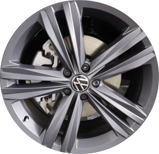Volkswagen Jetta 2022-2024 powder coat grey 17x7 aluminum wheels or rims. Hollander part number ALY69656B, OEM part number 5GM601025AK2ZT.