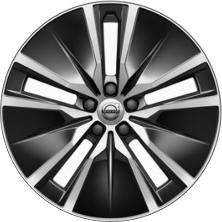 Volvo XC90 2019-2023 black machined 19x8 aluminum wheels or rims. Hollander part number 70494, OEM part number 316802164.