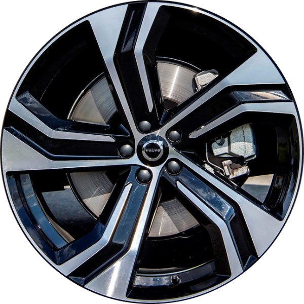 Volvo XC90 2019-2023 black machined 22x9 aluminum wheels or rims. Hollander part number ALY70492, OEM part number 322094129.