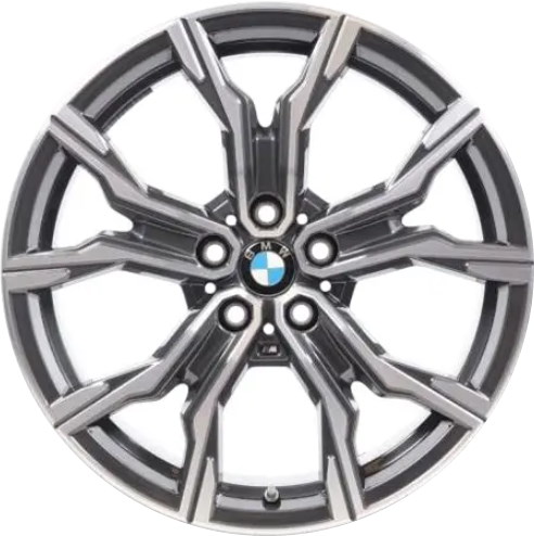 BMW X1 2021-2022 charcoal machined 19x8 aluminum wheels or rims. Hollander part number ALY86120HH/95076, OEM part number 36108092163.
