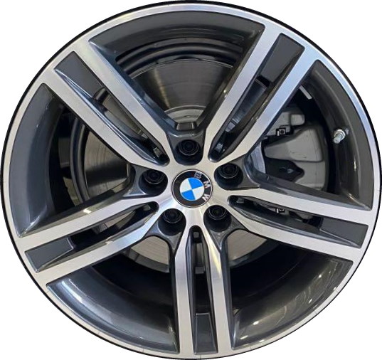 BMW 530e 2021-2023, 530i 2021-2023, 540i 2021-2023 charcoal machined 18x8 aluminum wheels or rims. Hollander part number 86162, OEM part number 36116894842.