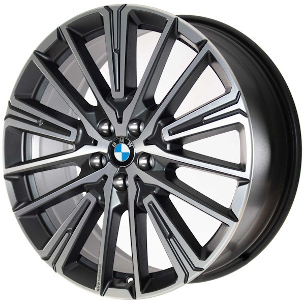 BMW X1 2023 charcoal machined 20x8 aluminum wheels or rims. Hollander part number ALY86688, OEM part number 36116898042.