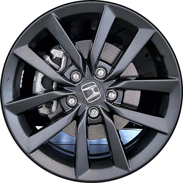 Honda Civic 2020-2021 powder coat charcoal 17x7 aluminum wheels or rims. Hollander part number ALY63158.LC201, OEM part number 42700TGGAD1.