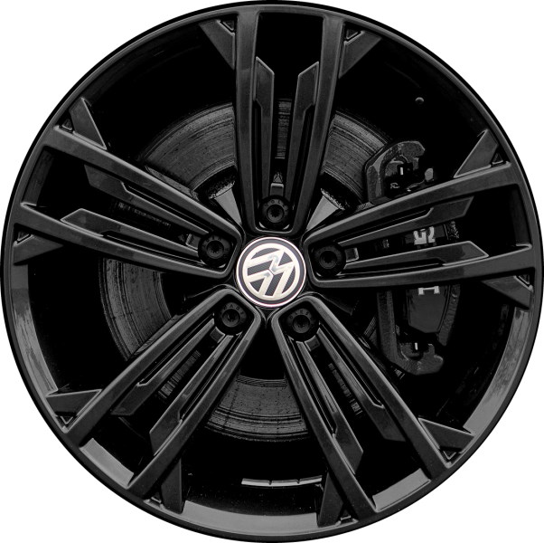 Volkswagen Jetta 2021 powder coat black 18x7.5 aluminum wheels or rims. Hollander part number ALY70061U45/70083, OEM part number 5GM601025AJAX1.