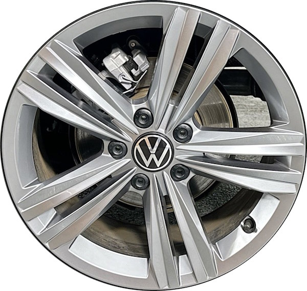 Volkswagen Jetta 2019-2024 powder coat grey 17x7 aluminum wheels or rims. Hollander part number ALY70046, OEM part number 5GM601025TZ49.