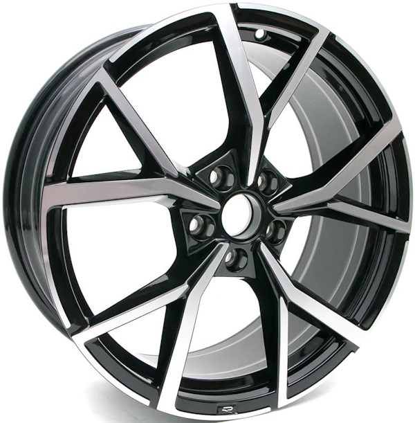 Volkswagen Golf 2022-2024 black machined 19x8 aluminum wheels or rims. Hollander part number ALY69641A, OEM part number 5H0601025SFZZ.