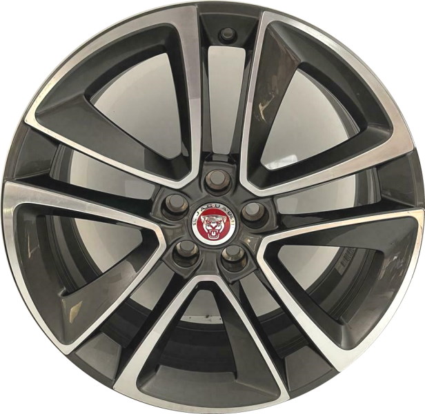 Jaguar F Type 2016-2021 dark grey machined 19x8.5 aluminum wheels or rims. Hollander part number ALY59935, OEM part number T2R14421.