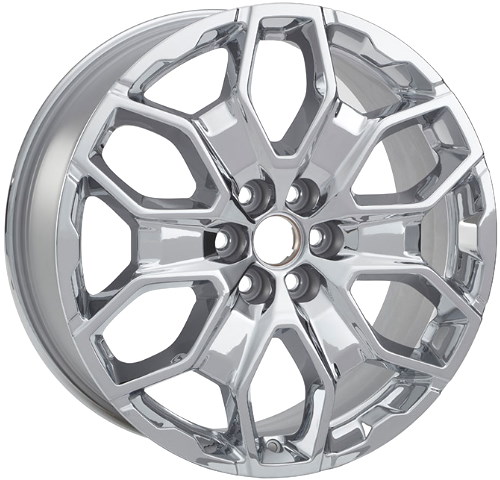 GMC Acadia 2022-2023 chrome 20x8 aluminum wheels or rims. Hollander part number ALY14081, OEM part number 84495151.