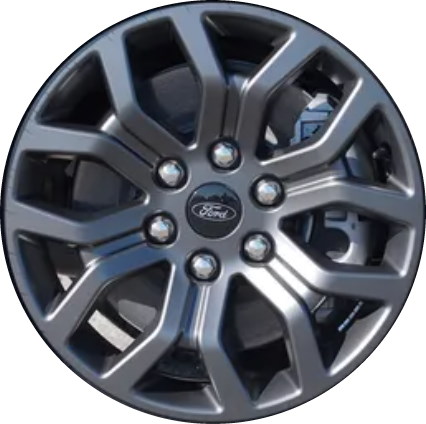 Ford F-150 2021-2024 powder coat dark grey 18x7.5 aluminum wheels or rims. Hollander part number ALY95351, OEM part number ML3Z-1007-T.