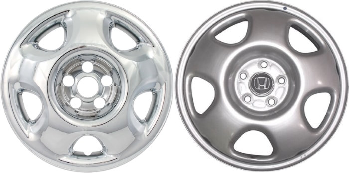Honda CR-V 2007-2011 Chrome, 5 Spoke, Plastic Hubcaps, Wheel Covers, Wheel Skins, Imposters. ONLY Fits 17 Inch Steel Wheel Pictured. Part Number IMP-75X/7949PC.