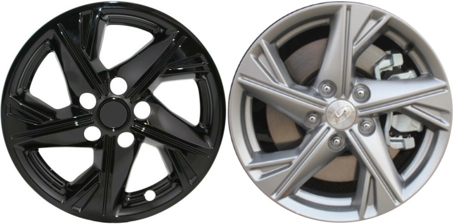 Hyundai Sonata 2020-2023 Black Painted, 5 Spoke, Plastic Hubcaps, Wheel Covers, Wheel Skins, Imposters. ONLY Fits 16 Inch Alloy Wheel Pictured. Part Number IMP-463BLK.