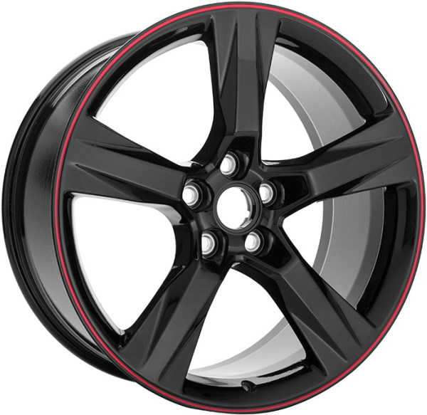 Chevrolet Camaro 2016-2024 powder coat black w/ red stripe 20x8.5 aluminum wheels or rims. Hollander part number ALY5759/200177, OEM part number 23333839.
