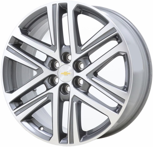 Chevrolet Traverse 2022-2023 dark grey machined 20x8 aluminum wheels or rims. Hollander part number 14067, OEM part number 84951955.
