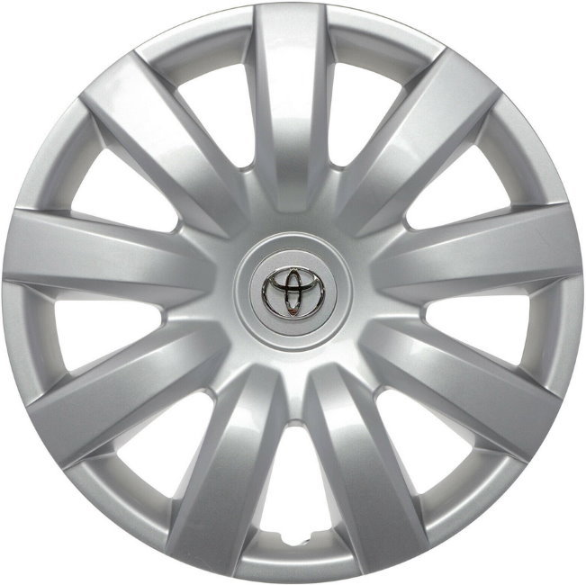 Toyota Camry 2004-2006, Plastic 9 Spoke, Single Hubcap or Wheel Cover For 15 Inch Steel Wheels. Hollander Part Number H61136.