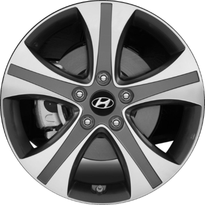Hyundai Elantra 2013-2016 grey machined 17x7 aluminum wheels or rims. Hollander part number ALY70836U, OEM part number 529103X550, 529103X500.