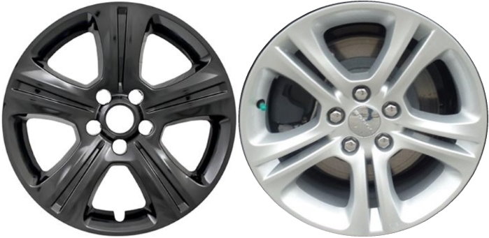 Dodge Charger RWD 2015-2023 Black Painted, 5 Spoke, Plastic Hubcaps, Wheel Covers, Wheel Skins, Imposters. Fits 17 Inch Alloy Wheel Pictured to Right. Part Number IMP-383BLK.