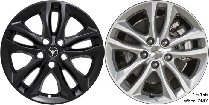 Chevrolet Malibu 2016-2018 Black, 10 Spoke, Plastic Hubcaps, Wheel Covers, Wheel Skins, Imposters. ONLY Fits 17 Inch Alloy Wheel Pictured. Part Number IMP-406BLK/7571GB.