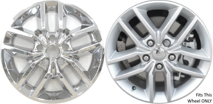 Jeep Grand Cherokee 2017-2018 Chrome, 10 Spoke, Plastic Hubcaps, Wheel Covers, Wheel Skins, Imposters. ONLY Fits 18 Inch Alloy Wheel Pictured. Part Number IMP-425X/8918PC.