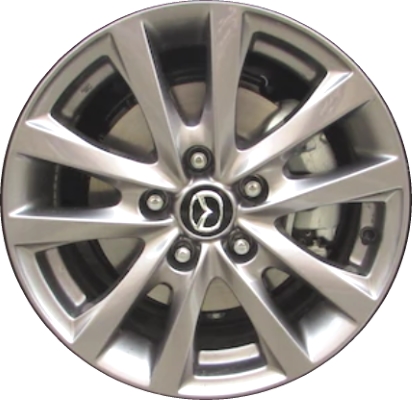 Mazda 3 2019-2024 powder coat grey 16x6.5 aluminum wheels or rims. Hollander part number ALY64970, OEM part number 9965N06560.
