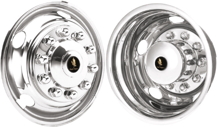 Chevrolet C3500HD 1990-2003, GMC C3500HD 1990-2003, Stainless Steel Hubcaps, Wheel Covers, Simulators and Liners for 19.5 Inch Steel Wheels. Part Number JDGM19510-09.