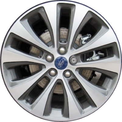Ford Fusion 2019-2020 dark grey machined 18x8 aluminum wheels or rims. Hollander part number ALY10206U30, OEM part number KS7Z1007D.