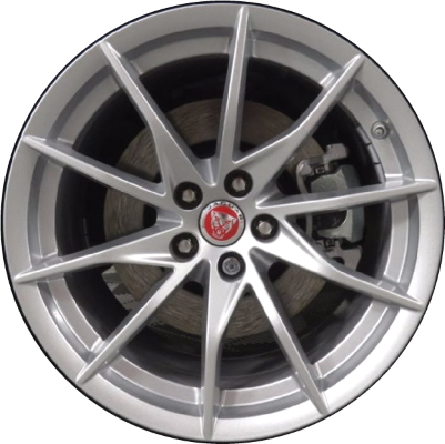 Jaguar F Type 2018-2021 powder coat silver 18x8.5 aluminum wheels or rims. Hollander part number ALY59981, OEM part number T2R17513.