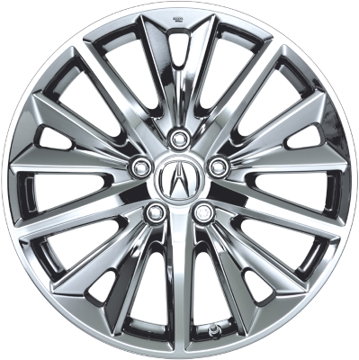Acura TLX 2015-2020 chrome 18x7.5 aluminum wheels or rims. Hollander part number ALY71828/71855, OEM part number 08W18TZ3200, 08W18TZ3200A.