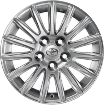 Toyota Camry 2007-2008 powder coat hyper silver 16x6.5 aluminum wheels or rims. Hollander part number ALY69570, OEM part number 42611YY130.