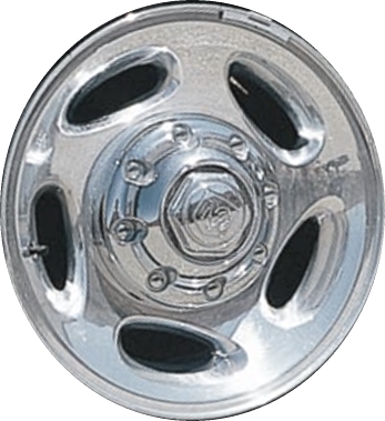 Dodge Ram 2500 2000-2002 polished 16x8 aluminum wheels or rims. Hollander part number ALY2124, OEM part number Not Yet Known.