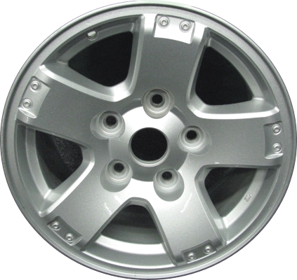 Dodge Dakota 2006-2008 powder coat silver 16x8 aluminum wheels or rims. Hollander part number ALY2264, OEM part number Not Yet Known.