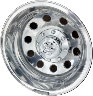 Dodge Ram 3500 DRW 2011-2018, Ram Chassis Cab DRW 2011-2018 polished 17x6 aluminum wheels or rims. Hollander part number 2415, OEM part number 4755209AA.