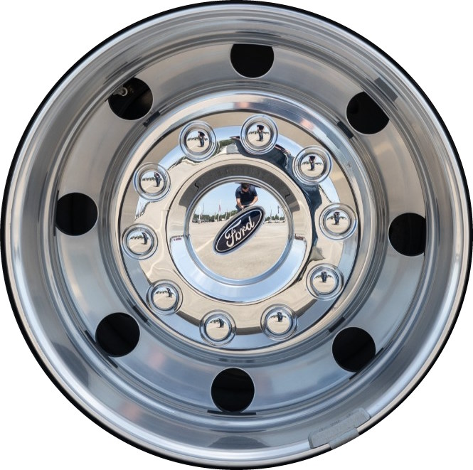 Ford F-450 2005-2024, F-550 2005-2024 polished 19.5x6 aluminum wheels or rims. Hollander part number 99364/190005, OEM part number 9C3Z1007D.