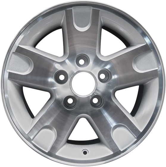 Ford F-150 2002-2004 silver machined 17x7.5 aluminum wheels or rims. Hollander part number ALY3466, OEM part number 2L3Z1007AA.