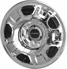 Ford F-250 2005-2010, F-350 SRW 2005-2010 chrome clad 18x8 steel wheels or rims. Hollander part number STL3602, OEM part number 5C3Z1015SA.